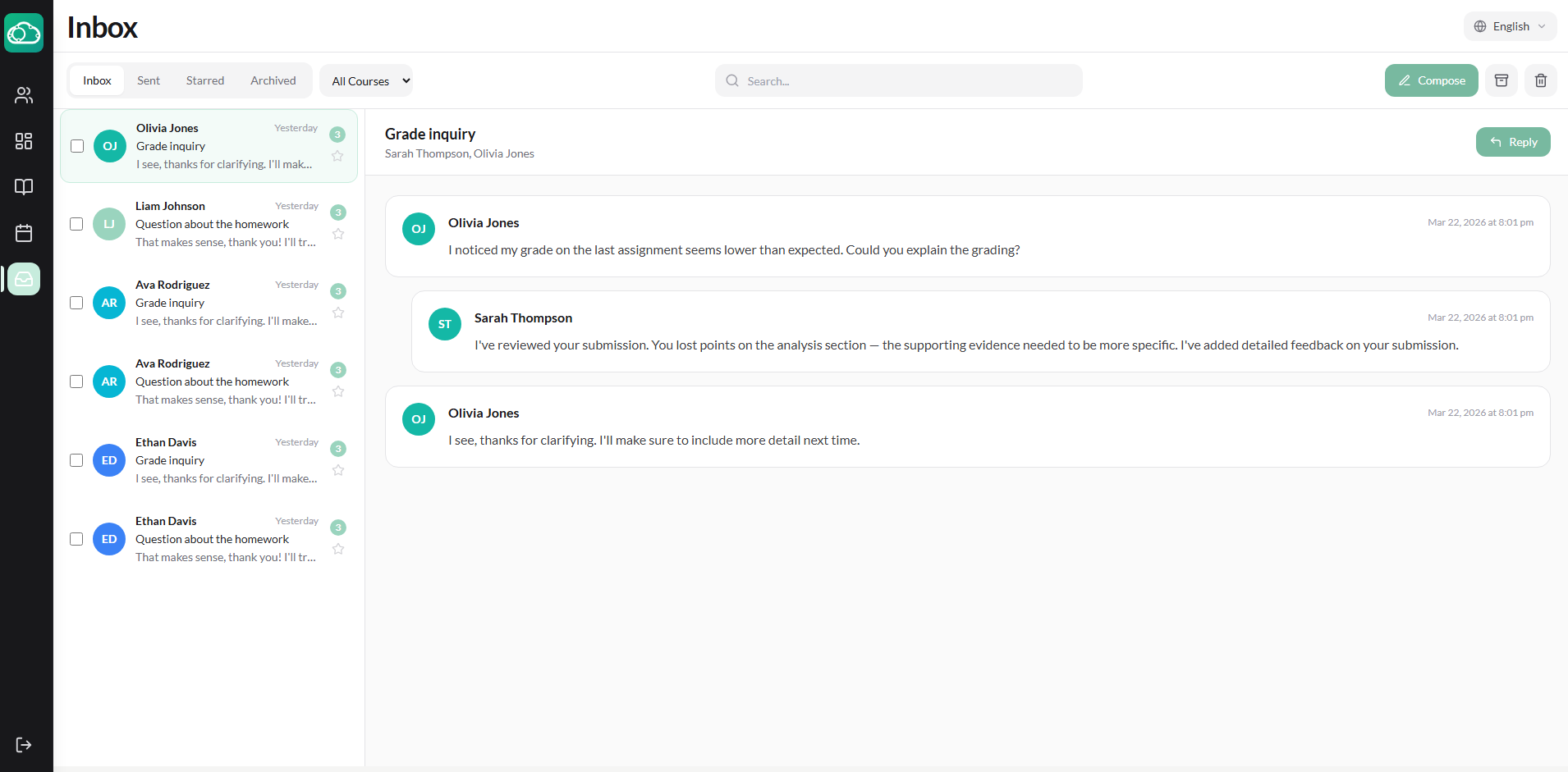 Inbox messaging thread